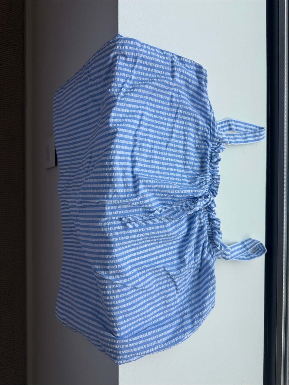 Striped Blue White Cotton Sleepwear Shorts - Picture 3 of 4